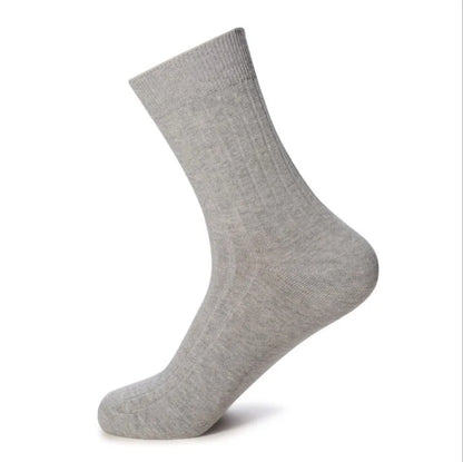High Quality 5Pairs/lot New Men's Socks Cotton Black White Business Man Socks Breathable Stripes Double Needle Male Long Socks