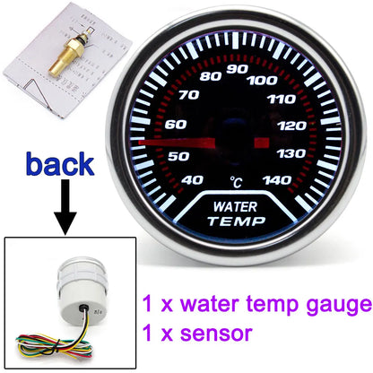 AD 52mm Water Temperature Gauge + 10mm Sensor  Boost Gauge Bar Psi Vacuum Oil Temp Press Voltmeter Tachometer RPM Car Gauge Pods