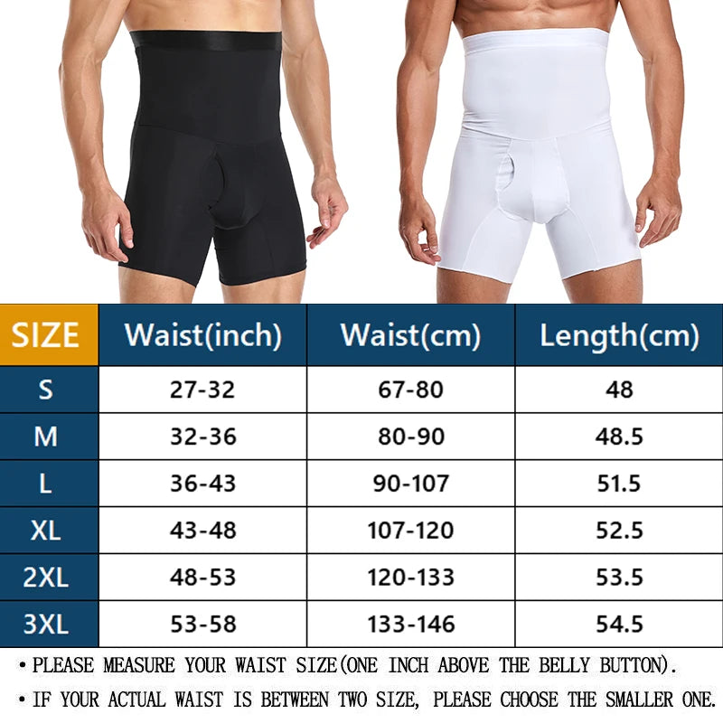 Men Slimming Body Shaper Waist Trainer High Waist Control Panties Compression Boxer Underwear Abdomen Belly Shorts Open Crotch