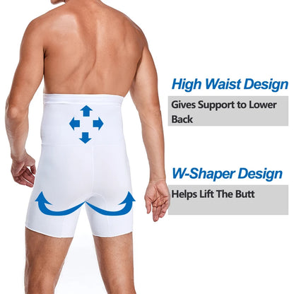 Men Slimming Body Shaper Waist Trainer High Waist Control Panties Compression Boxer Underwear Abdomen Belly Shorts Open Crotch