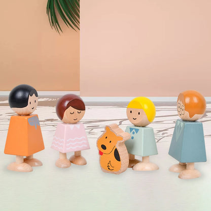5Pcs Montessori Children Early Education Characters Building Blocks Baby Cognition Family Toys Development Toys