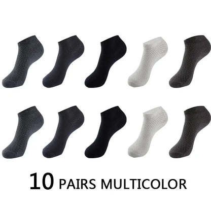 10Pairs/lot Bamboo Fiber Men Socks Large Size Short Ankle Business Black Male Meias Socks Breathable Men Plue Size EU38-48