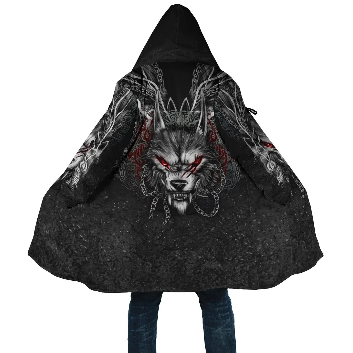 2021 Winter Mens Cloak skull and Dragon Armor Tattoo 3D Print Fleece Hooded cloak Unisex Casual Thick Warm cloak coat PF30