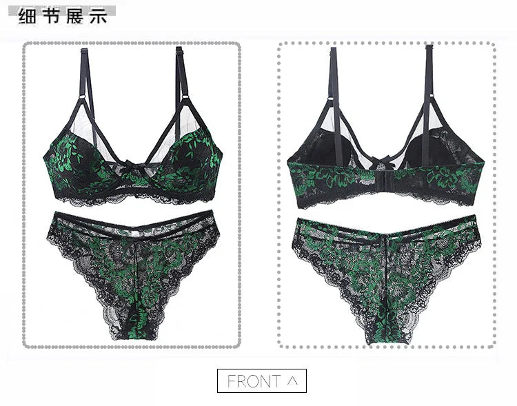 Women Ultra-thin BCDE Cup Mesh Lace Underwear Transparent Bra Sets Beauty Back Hollow Embroidery Female Lingerie