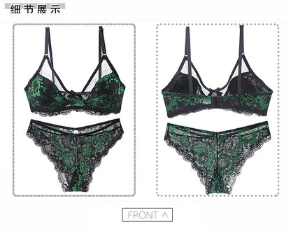Women Ultra-thin BCDE Cup Mesh Lace Underwear Transparent Bra Sets Beauty Back Hollow Embroidery Female Lingerie