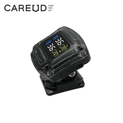 Careud TPMS Wireless Motorcycle Tire Pressure Monitoring System with 2 Internal/External Sensors LED Display USB Charge