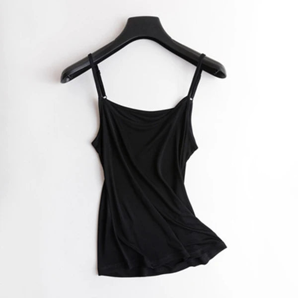 50% Natural silk plus size camisoles for women lingerie top sexy femme undershirt women tank top Camis white halter top
