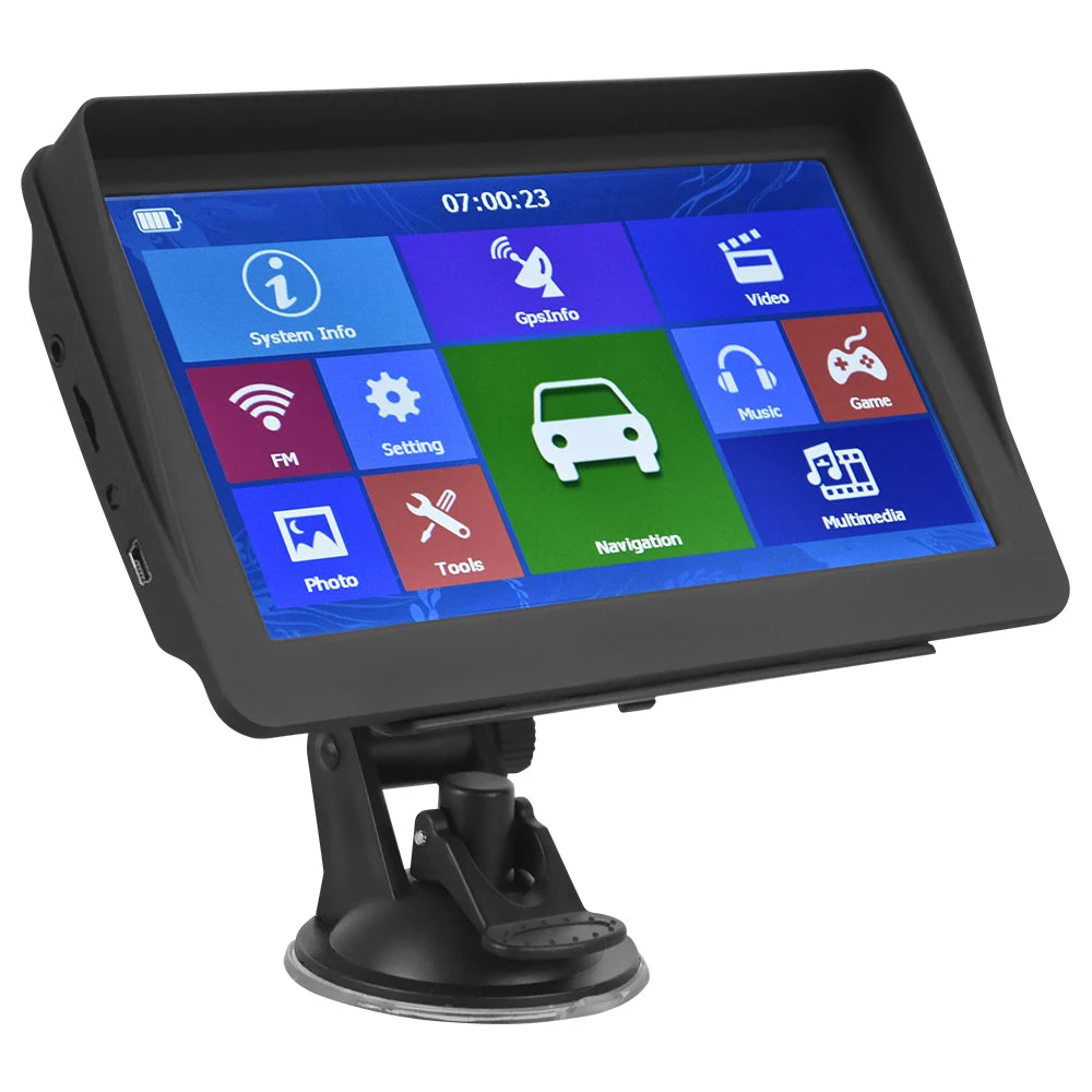 Podofo Car GPS Navigation 7 Inch Touch Screen GPS Navigator Truck Sunshade Sat Nav 256M Europe Map GPS Navigators