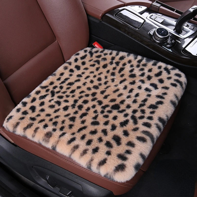 Seat Cushion Leopard Fluffy Pink Covers for Cars Seat Cover Car Decor Accessories Interior for Women for BMW Honda Hyundai LADA
