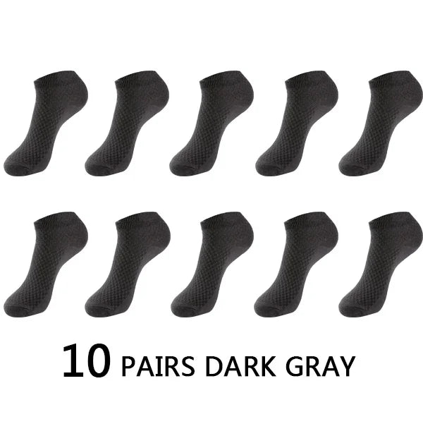 10Pairs/lot Bamboo Fiber Men Socks Large Size Short Ankle Business Black Male Meias Socks Breathable Men Plue Size EU38-48
