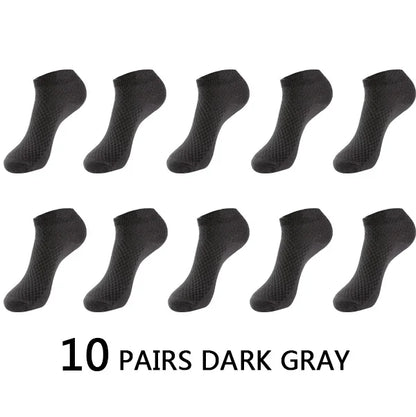 10Pairs/lot Bamboo Fiber Men Socks Large Size Short Ankle Business Black Male Meias Socks Breathable Men Plue Size EU38-48