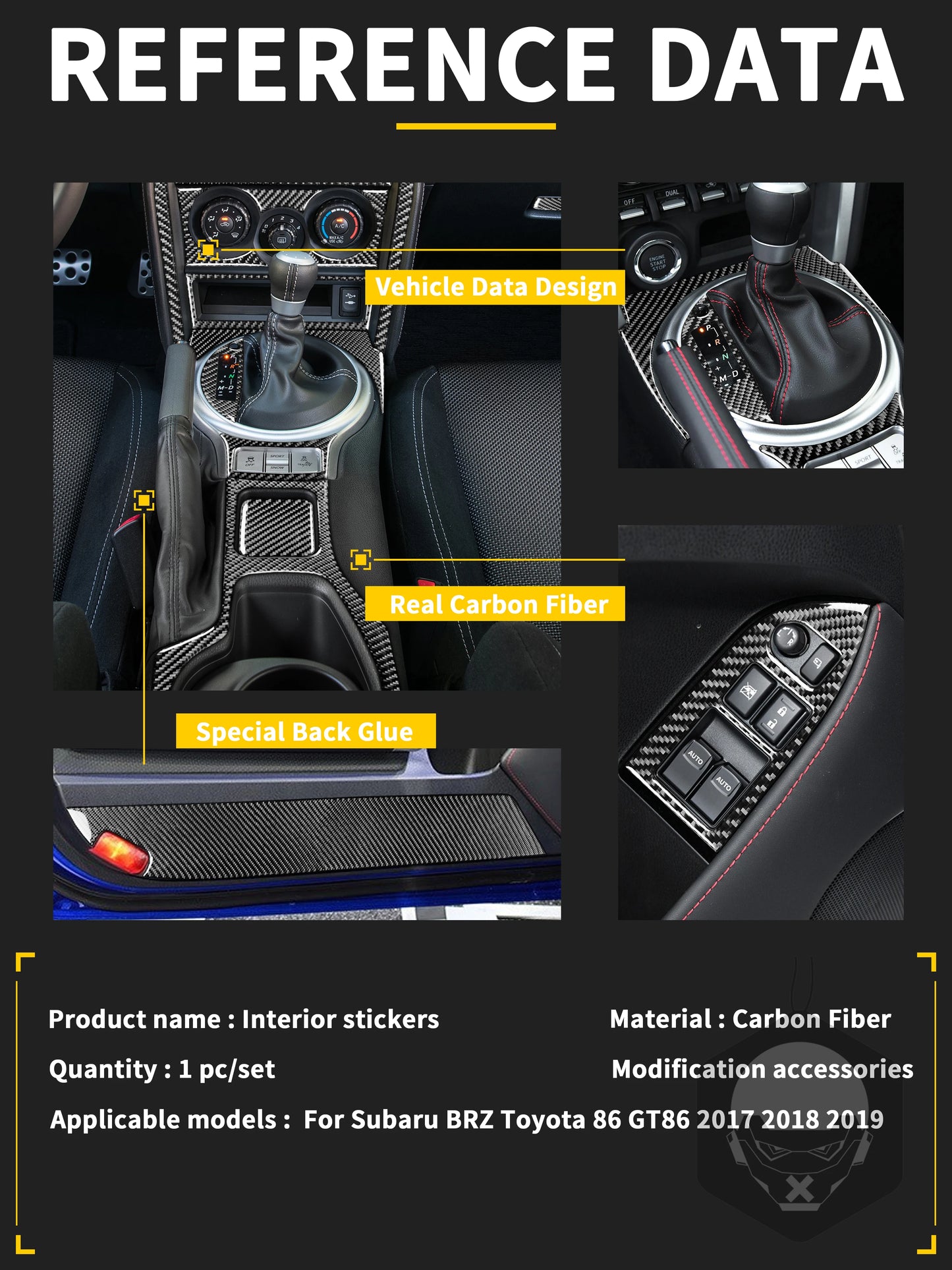 For Subaru BRZ Toyota 86 GT86 2017 2018 2019 Carbon Fiber Car Accessories Gear Shift Cup Holder Air Conditioning Trim Sticker