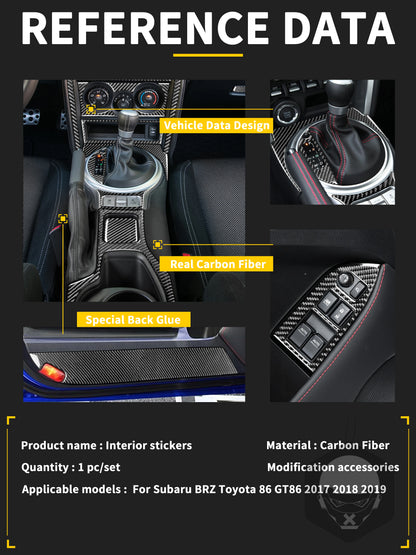 For Subaru BRZ Toyota 86 GT86 2017 2018 2019 Carbon Fiber Car Accessories Gear Shift Cup Holder Air Conditioning Trim Sticker