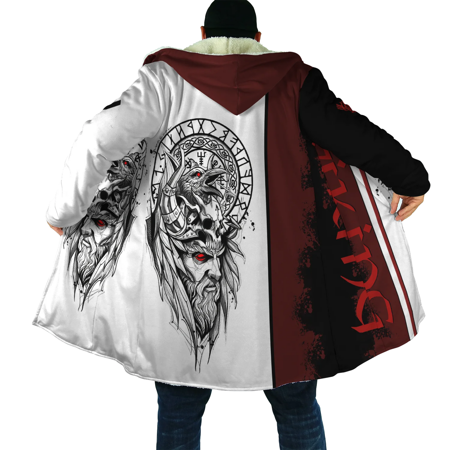 Winter Fashion Mens Hooded cloak Lion Tattoo Wolf 3D Printing Thick Fleece wind breaker Unisex Casual Warm Hood cloak DP04