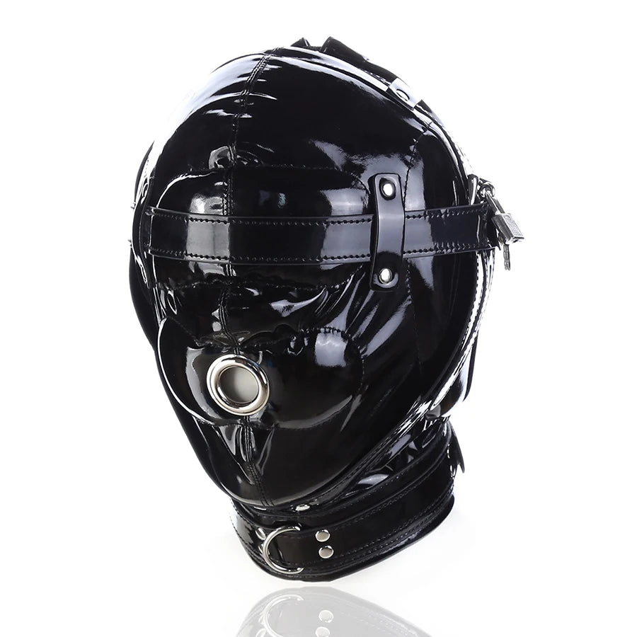 Leather Padded Hood Mask Blindfold Head Restraint Harness Mask, BDSM Bondage Gimp,Sexy Costume