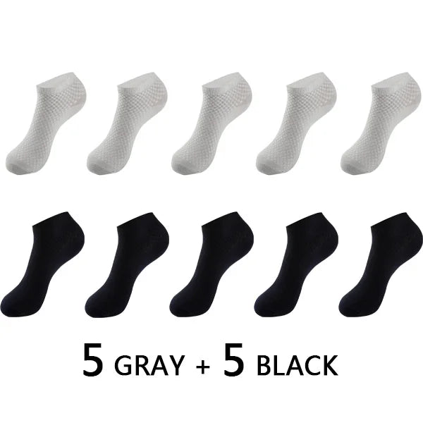 10Pairs/lot Bamboo Fiber Men Socks Large Size Short Ankle Business Black Male Meias Socks Breathable Men Plue Size EU38-48