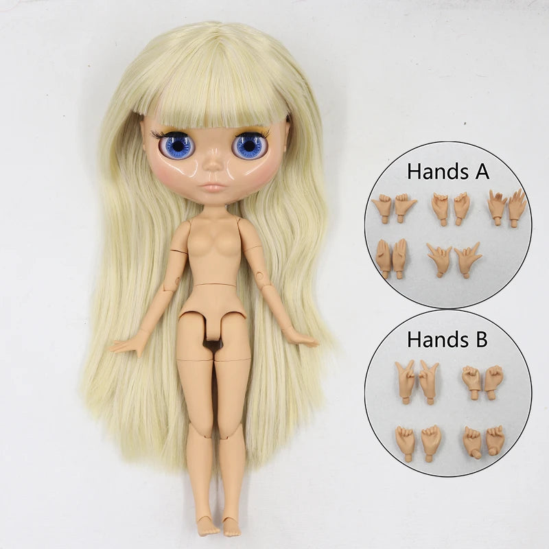 ICY DBS Blyth doll 1/6 bjd joint body tan skin doll glossy face 30cm toy random eyes colors