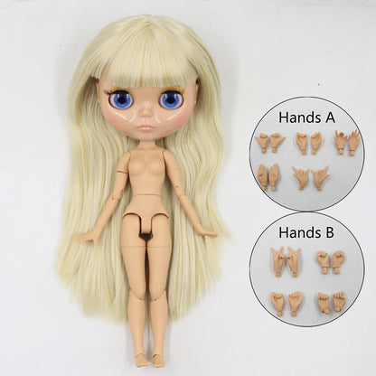 ICY DBS Blyth doll 1/6 bjd joint body tan skin doll glossy face 30cm toy random eyes colors
