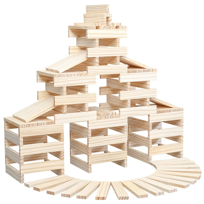 100pcs Wooden Building Block Architecture DIY Educational Toys for Kids Construction Kit Stacking High Block Puzzle Games Child