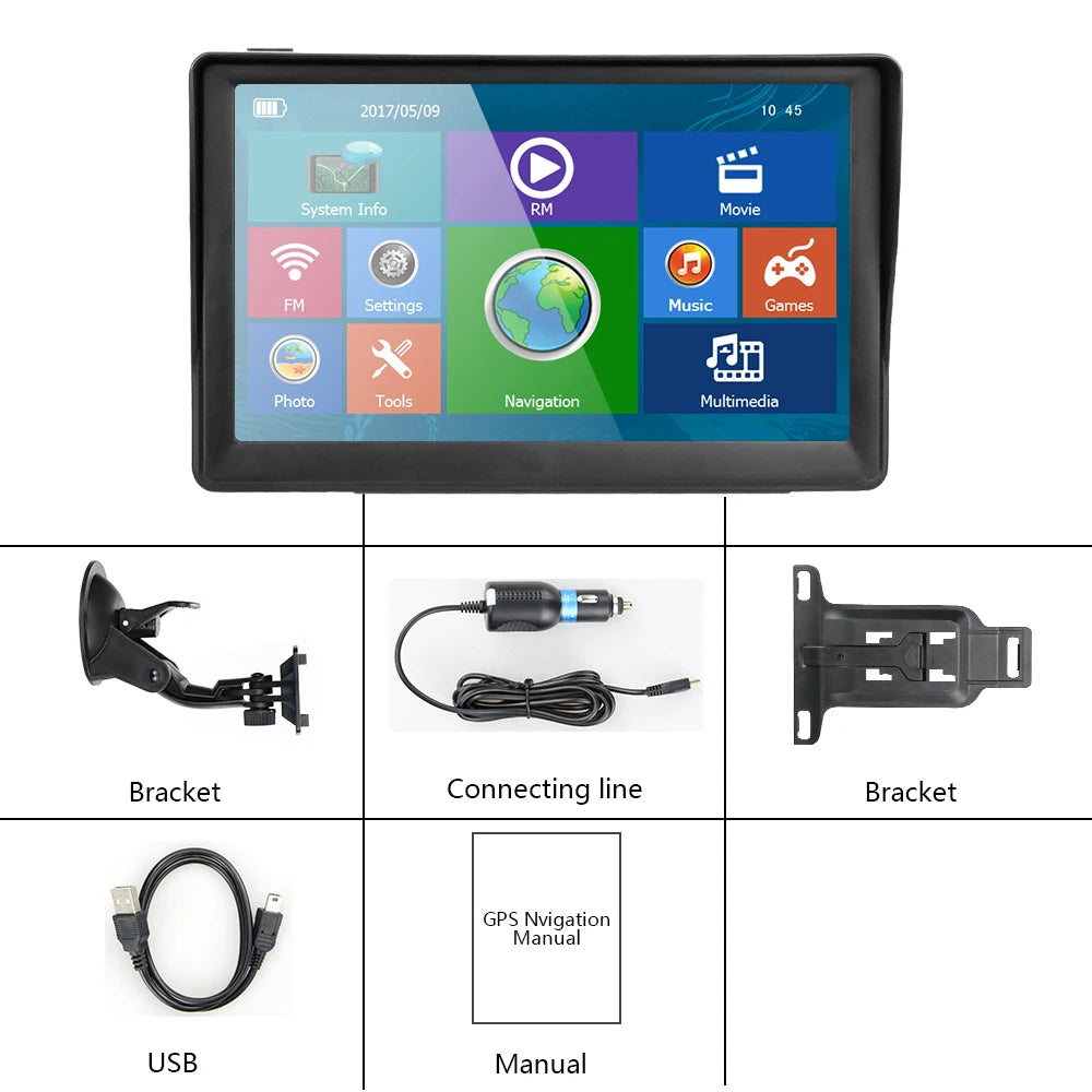 LeeKooLuu 7" inch HD Car GPS Navigation SatNav 8GB Navigators Bluetooth AV-IN FM MP3/MP4 Players