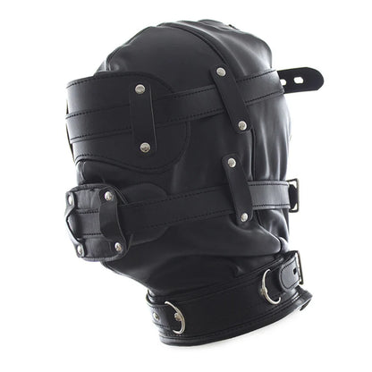 PU Leather Hood Headgear with Dildo Mouth Gag Ball Bdsm Toys Bondage Gear Hood Toys Adult Games Sex Products Sex Toys for Women