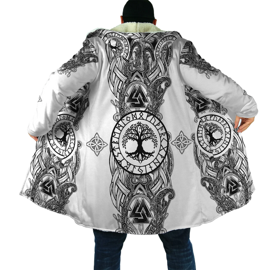 2025 Winter Fashion Mens Cloak Odin Raven Tattoo 3D Printing Fleece Hooded cloak Unisex Casual Thick Warm Cape coat PJ-01