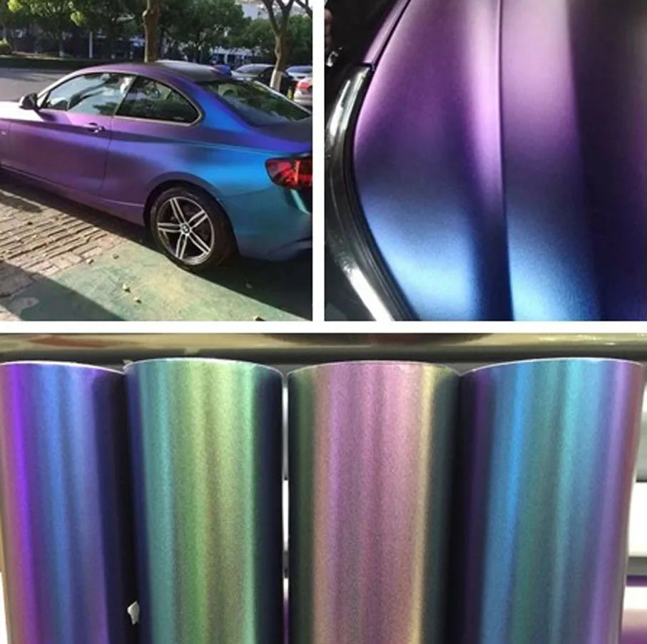 Premium Gloss Chameleon Pearl Glitter Metallic Green purple Vinyl Car Wrap Foil With Air Release Diamond Car Sticker Decal