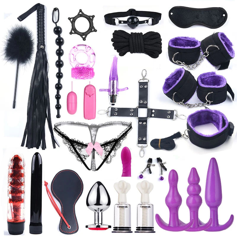 G Spot Dildo Vibrator Anal Plug Bondage Set Sex Toys For Women Whip Handcuffs For Sex Bdsm Exotic Adult Games