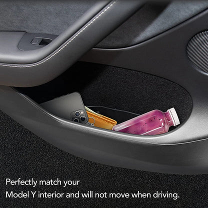 Door Side Storage Box Front Rear Door Handle Armrest Tray Organizer for Tesla Model Y Juniper 2020 - 2025 Model 3 Highland