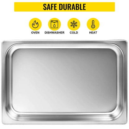 SucceBuyBuffet Chafing Dishes 8.5L-20L Gastronorm Pans Steam Table Pans Tray Stainless Steel Food Container for Party BBQ Baking