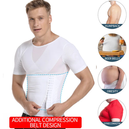 Mens Body Shaper Compression Shirts Abdomen Shapewear Tummy Slimming Sheath Gynecomastia Shapers Corset Waist Trainer Fajas Tops