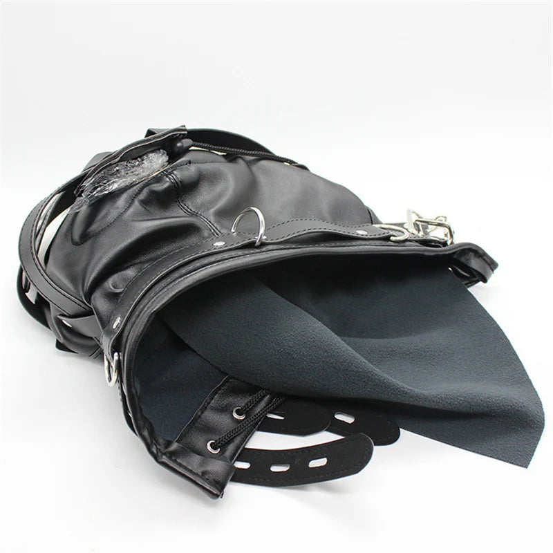 PU Leather Hood Headgear with Dildo Mouth Gag Ball Bdsm Toys Bondage Gear Hood Toys Adult Games Sex Products Sex Toys for Women