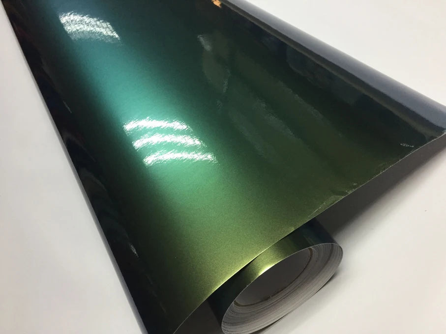 Premium Gloss Chameleon Pearl Glitter Metallic Green purple Vinyl Car Wrap Foil With Air Release Diamond Car Sticker Decal