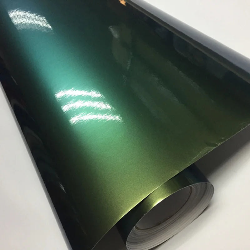 Premium Gloss Chameleon Pearl Glitter Metallic Green purple Vinyl Car Wrap Foil With Air Release Diamond Car Sticker Decal
