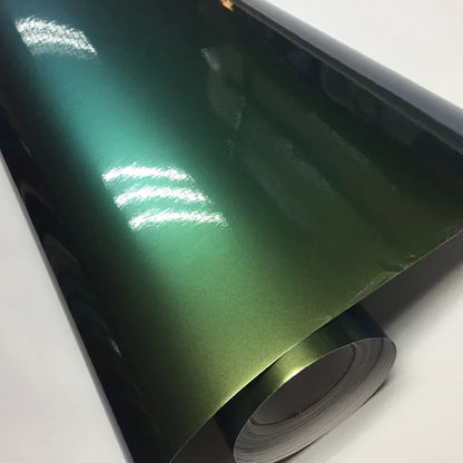 Premium Gloss Chameleon Pearl Glitter Metallic Green purple Vinyl Car Wrap Foil With Air Release Diamond Car Sticker Decal