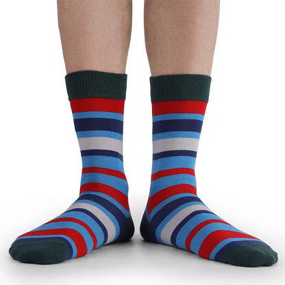 5Pairs Large Size Men Socks Hot Sale Standard Business Casual New Socks Striped Happy Cotton Sokcs Colorful Men Long Socks