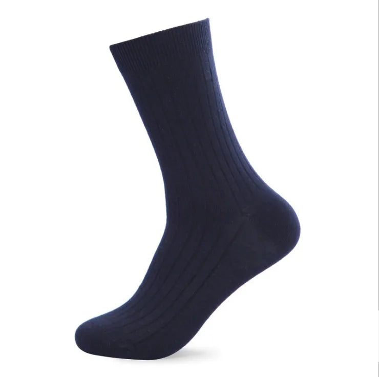 High Quality 5Pairs/lot New Men's Socks Cotton Black White Business Man Socks Breathable Stripes Double Needle Male Long Socks