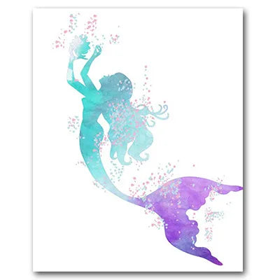 Nodic Modern Canvas Painting Mermaid Wall Art Posters And Prints Design For Baby Girls Room Bedroom Home Decor No Frame