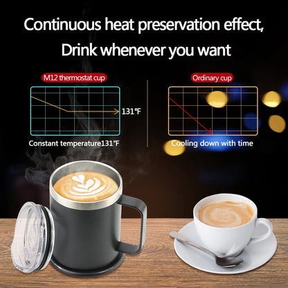 2026 Smart thermostat mobile phone wireless charging heating coaster coffee cup 55° household heater milk tea leakproof thermos