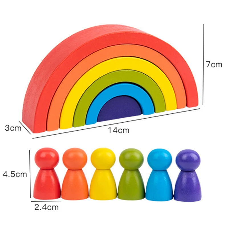 Wooden Rainbow Arched Building Blocks Montessori Educational Toys Stacking Balance Sorting Game Early Education Children ToysNew