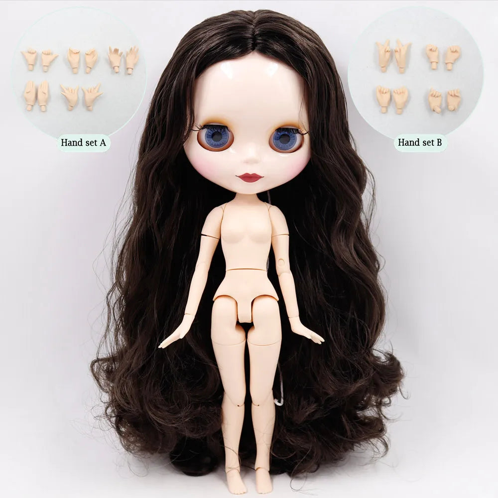 ICY DBS Blyth doll No.950 Black hair JOINT body White skin 1/6 BJD customized face with eyebrow ob24 anime girl