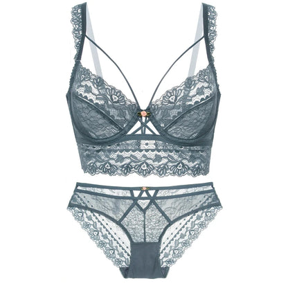 CINOON Top Classic Bandage Bra Set Lingerie Push Up Brassiere Lace Underwear Set Sexy Transparent Panties For Women underwear