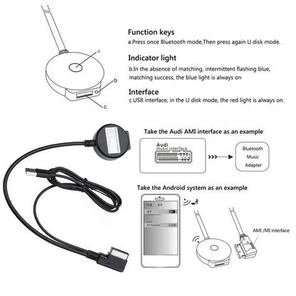 Car Media In AMI MDI Audio Aux USB Female Bluetooth Adapter Audio Cable For Audi A1 A3 A4L A5 A6L A8 Q3 Q5 Q7 TT