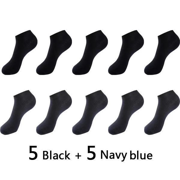 10Pairs/lot Bamboo Fiber Men Socks Large Size Short Ankle Business Black Male Meias Socks Breathable Men Plue Size EU38-48