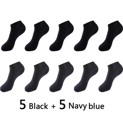 10Pairs/lot Bamboo Fiber Men Socks Large Size Short Ankle Business Black Male Meias Socks Breathable Men Plue Size EU38-48
