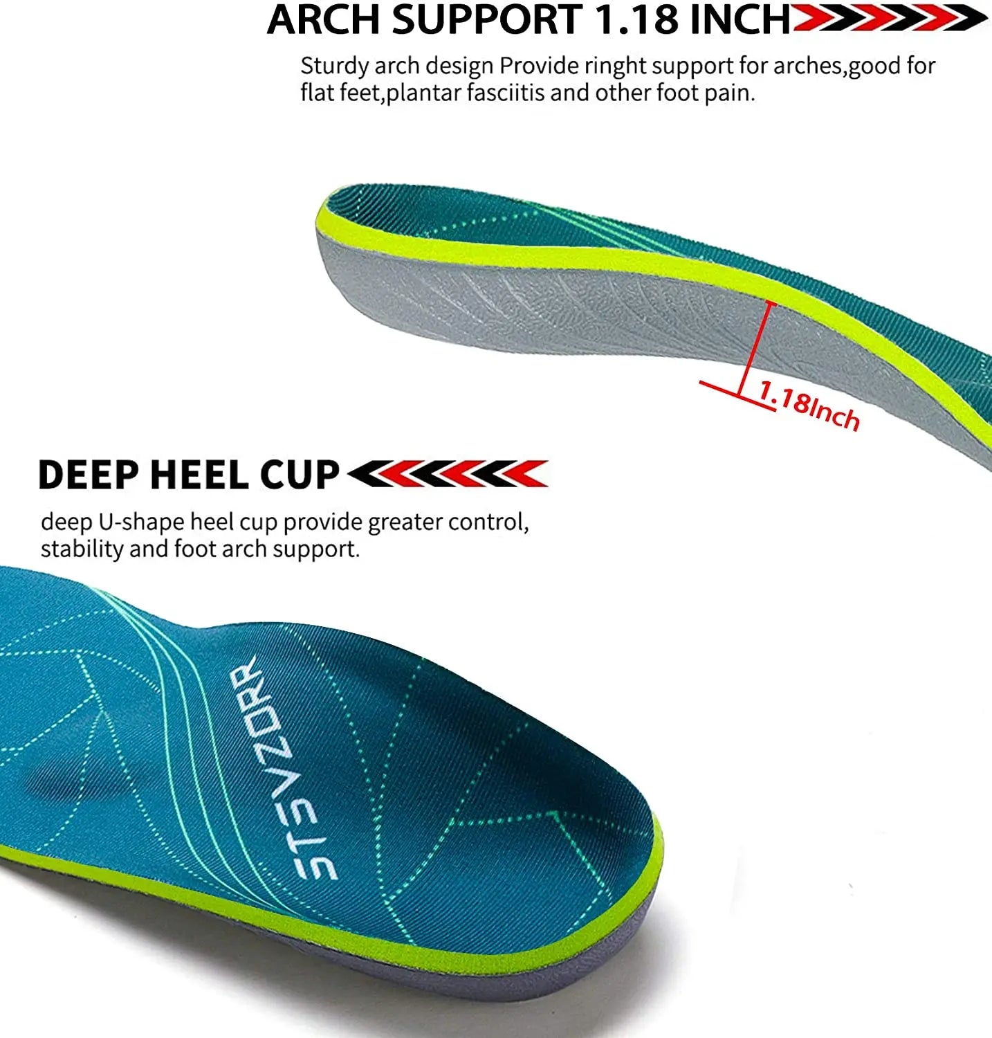 Plantar Fasciitis Arch Support Orthopedic Insoles Relieve Flat Feet Heel Pain Shock Absorption Comfortable Insoles
