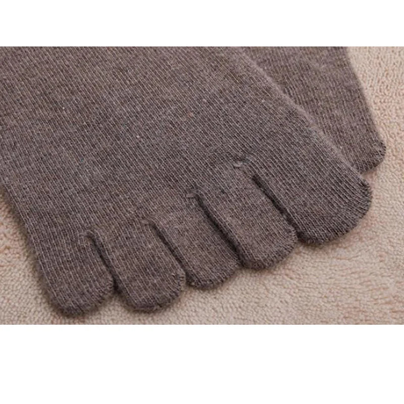 1/5 Pairs Winter Men Five Finger Socks Short Harajuku Wool Solid Business Anti-Bacterial Breathable Warm Socks With Toes Brand