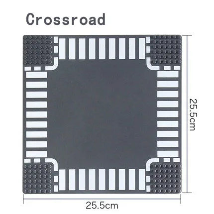 City Road Street Baseplate Straight Crossroad Curve T-Junction Building Blocks Base Plate 32*32 Compatible All Brands City