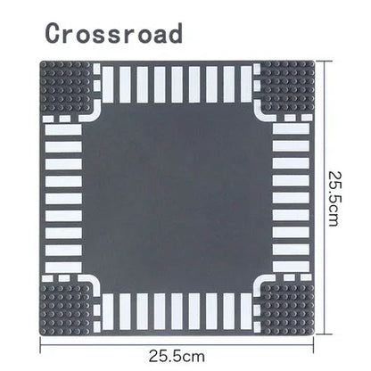 City Road Street Baseplate Straight Crossroad Curve T-Junction Building Blocks Base Plate 32*32 Compatible All Brands City
