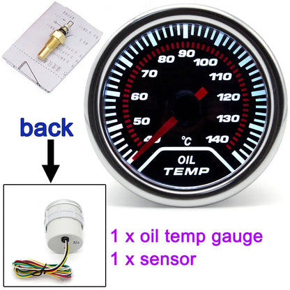 AD 52mm Water Temperature Gauge + 10mm Sensor  Boost Gauge Bar Psi Vacuum Oil Temp Press Voltmeter Tachometer RPM Car Gauge Pods